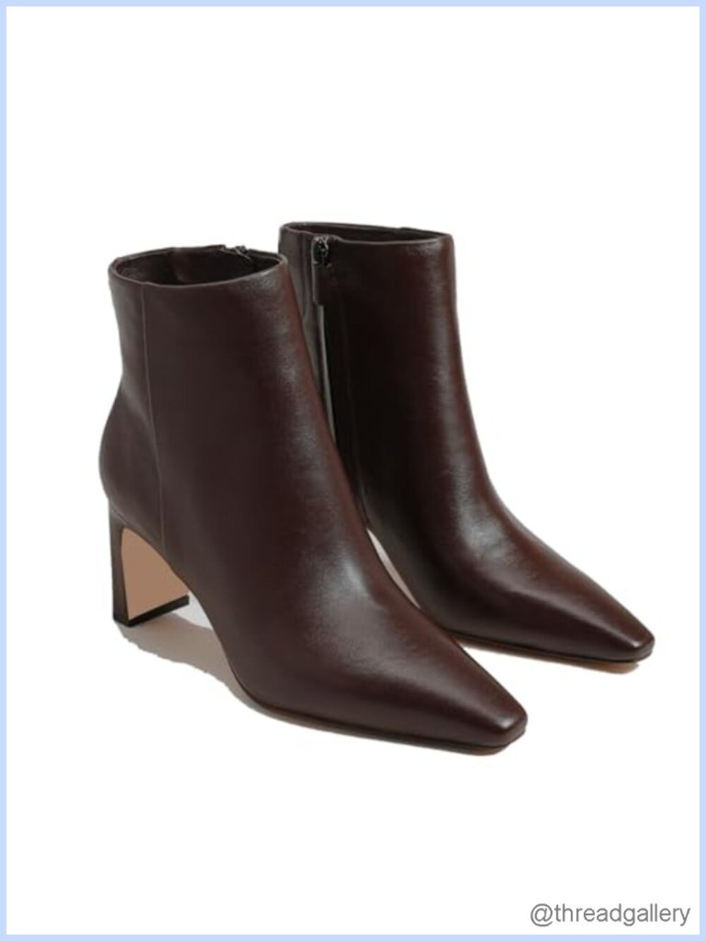 Women's Faux Leather Ankle Boots Chunky Block Heel Square Toe Side Zip Booties